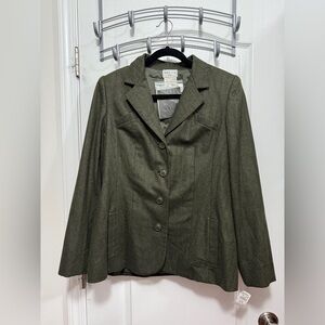 Vintage Neiman Marcus‎ Womens Green Luxury Cashmere Old Money Blazer Jacket MTM